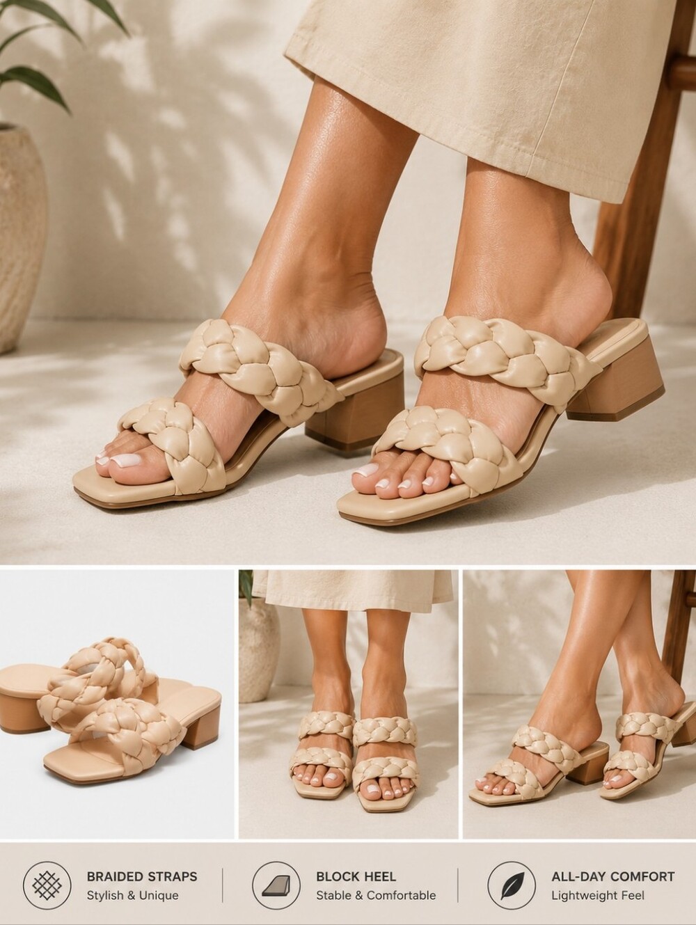 Women's Braided  heeled Sandals